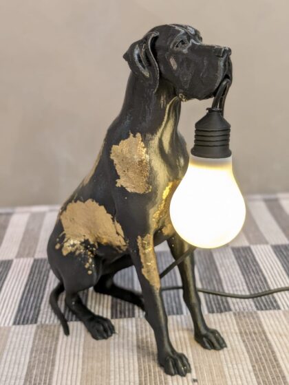 Lampada Alano Foglia Oro con Nome – Idea Regalo 3D