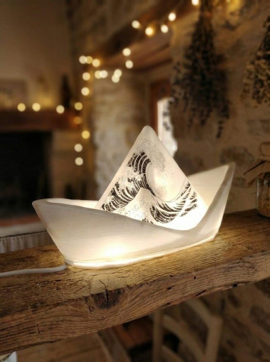 Aurora: Lampada forma barchetta origami - design moderno - immagine 9