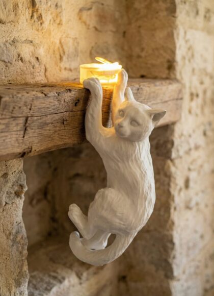 Lampada gatto arrampicante in PLA, design artigianale LED USB, ideale per gli amanti degli animali