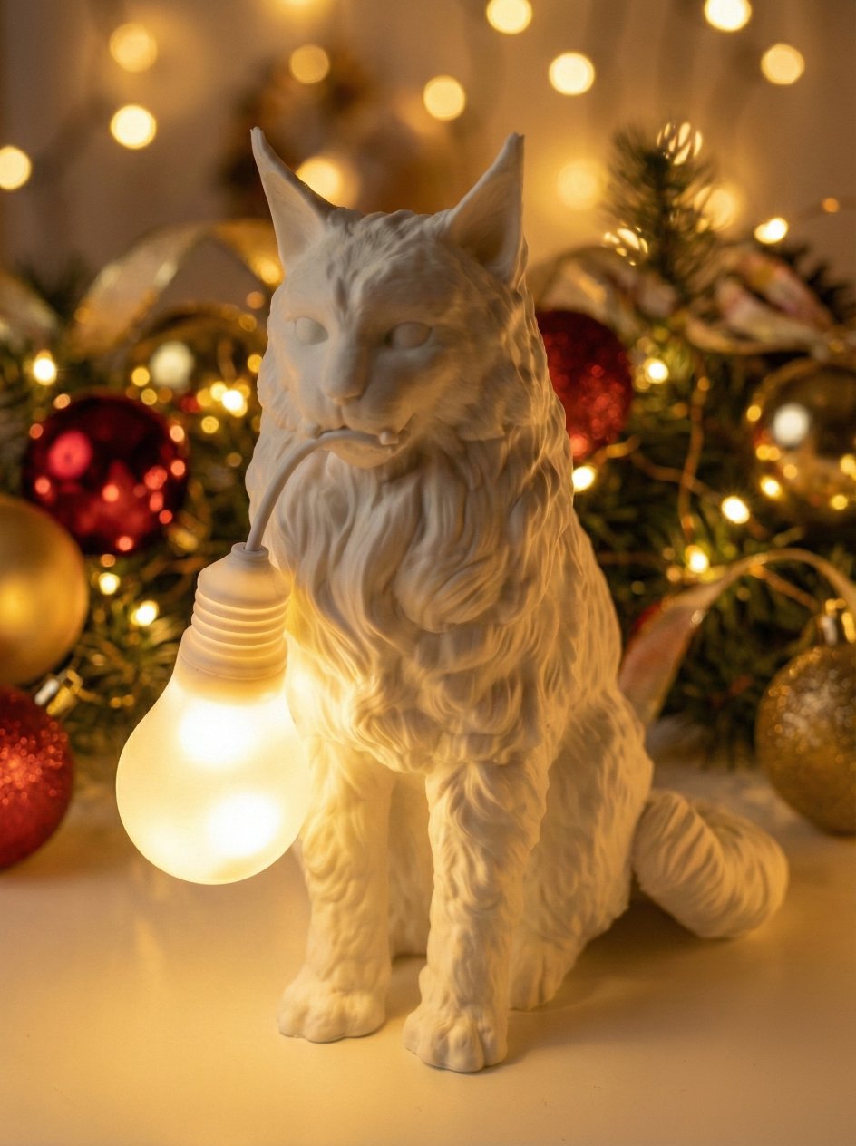 Lampada Gatto Maine Coon Artigianale - Illuminazione Design Casa - immagine 6