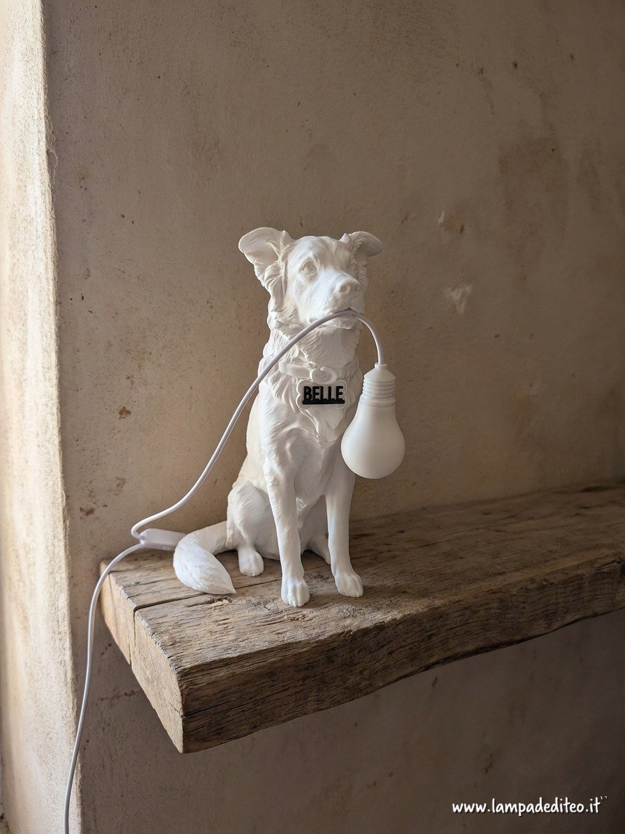 Lampade Belle e Rock – Due Cani Personalizzati con Nome | 23 cm LED USB - immagine 3
