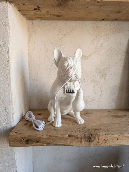 Lampada Ulla β Bulldog Dipinta a Mano 23 cm | Statua 3D LED USB